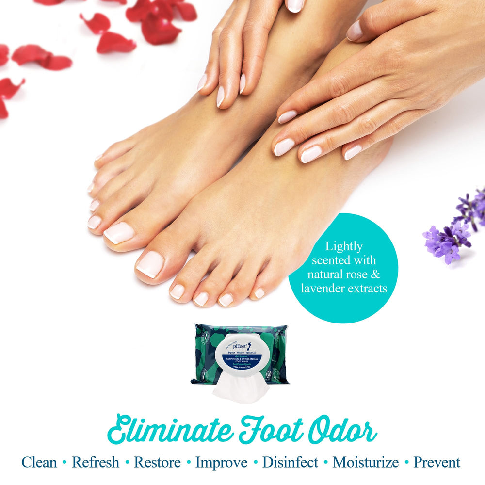 pHeet Foot Wipes anti fungal action closeup for foot cleansing and protection