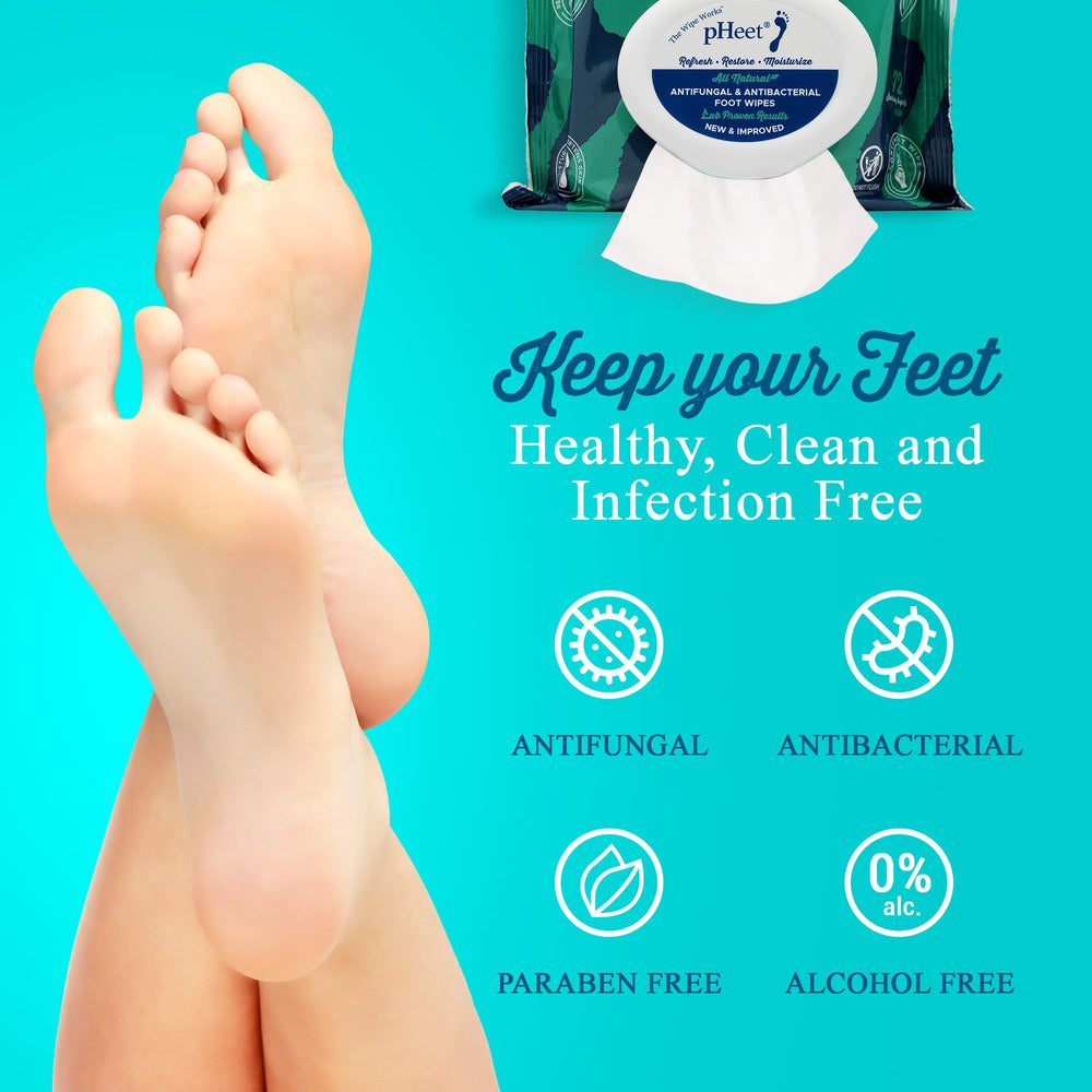 pHeet Foot Wipes lavender rose scent closeup for natural foot refreshment