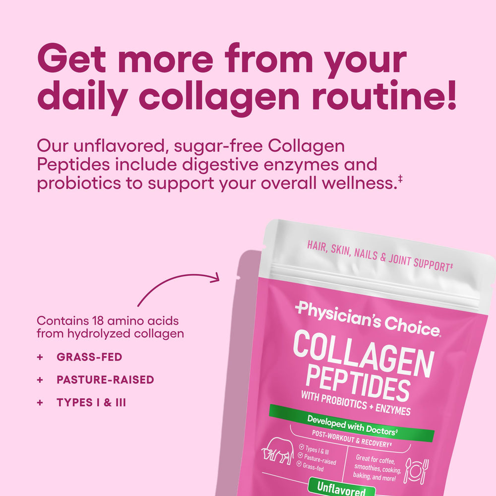 Graphic showing hydrolyzed collagen and enzymes ingredients