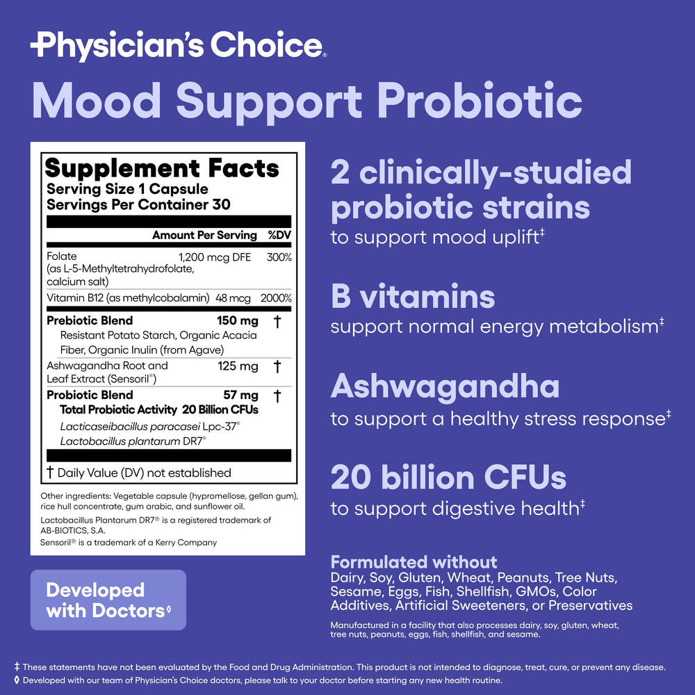 Mood Probiotic capsules inside the bottle