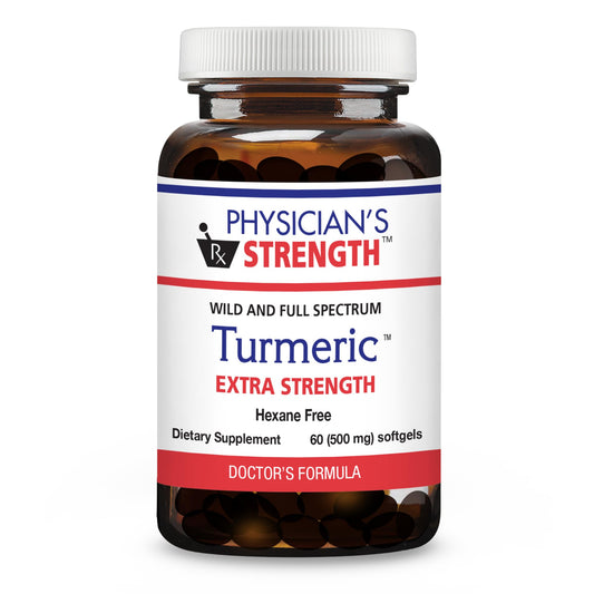 Front view of Physician's Strength Turmeric Extra Strength softgels bottle (60 softgels)