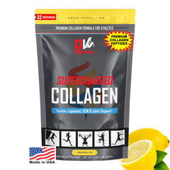 PhysiVantage Supercharged Collagen powder bottle for post-workout use.