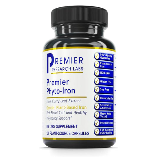 Front bottle of Phyto-Iron Premier with curry leaf capsules