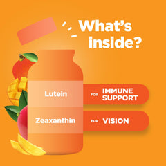 Supplement facts on the bottle showing lutein and zeaxanthin