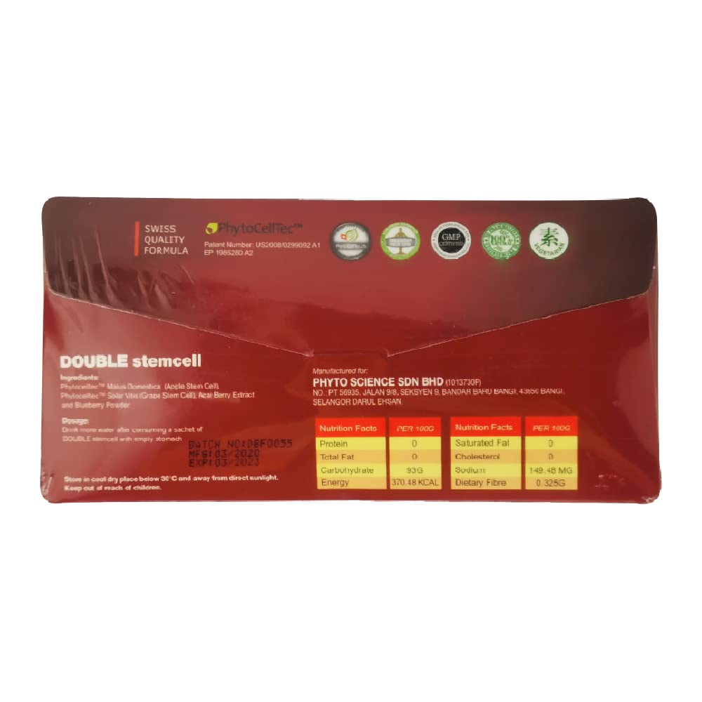 Packaging box of Phytoscience Double Stem Cell with 14 sachets