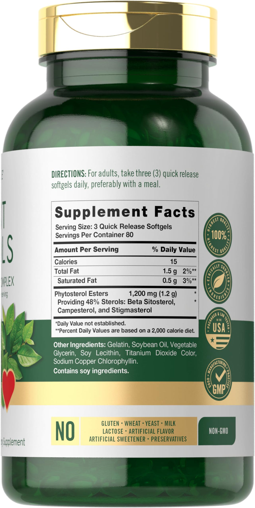 Phytosterols complex delivering 1200 mg per serving