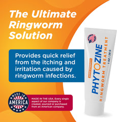 PHYTOZINE cream application hand demonstrates easy twice-daily use for comfort.