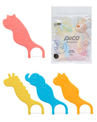 Piico Kids Floss Picks Zoo design with colorful animals