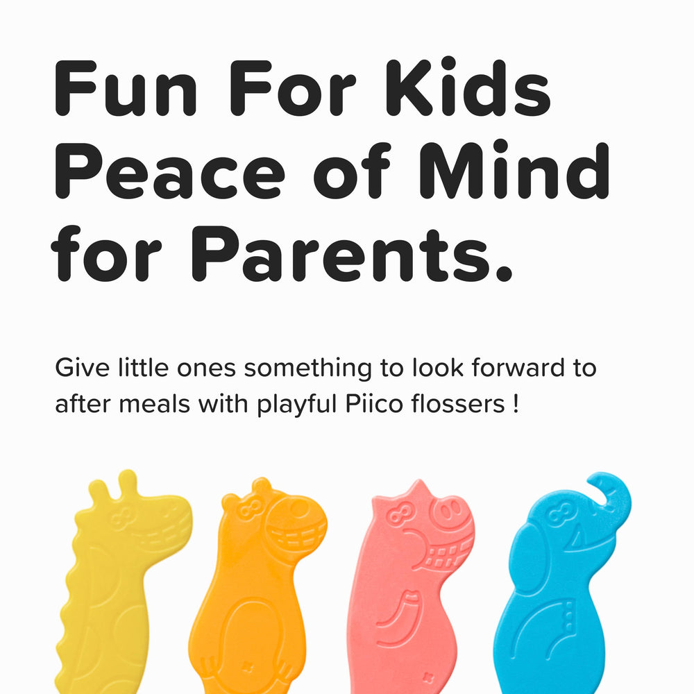 Kids floss picks featuring animal shapes
