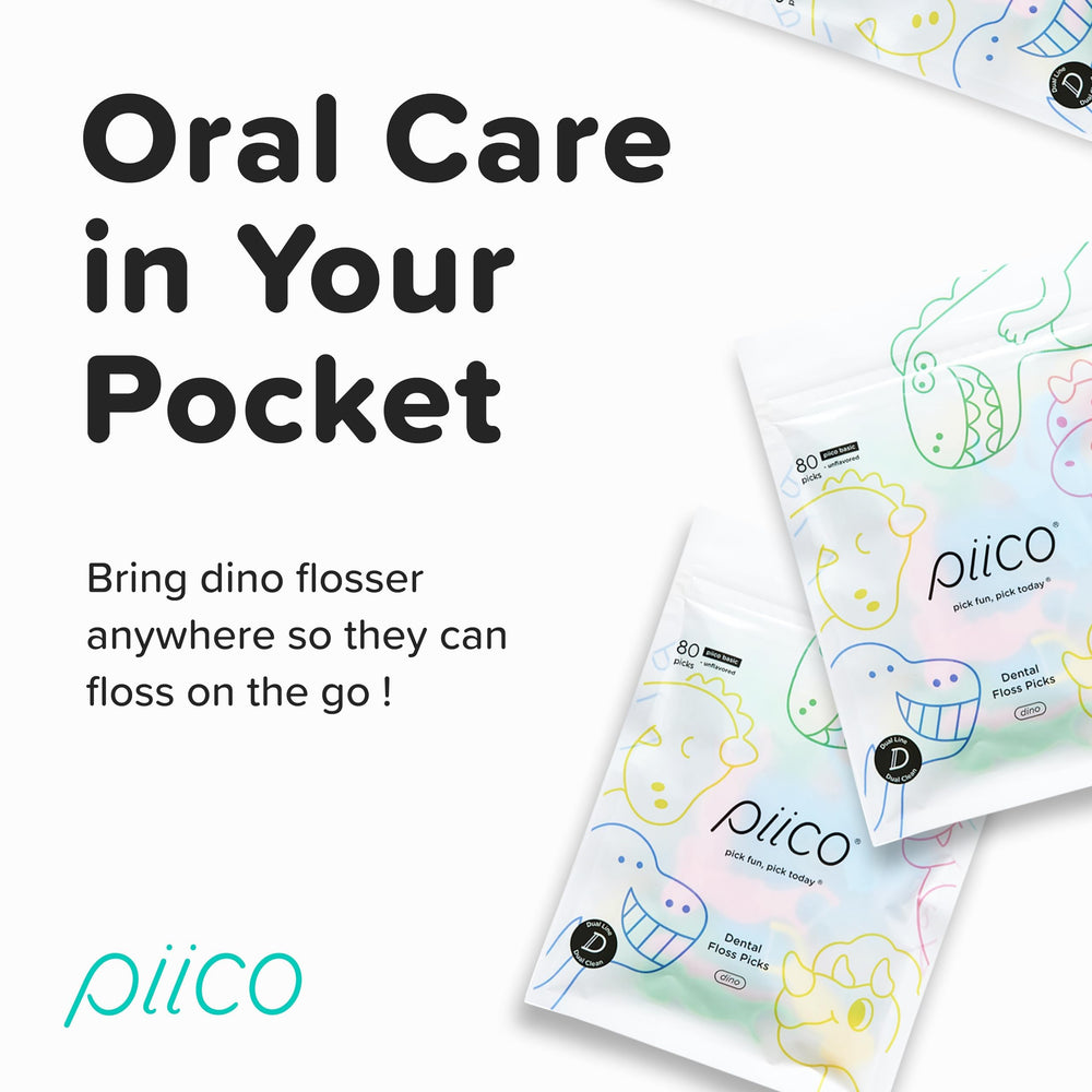Colorful animal designs on Piico kids floss picks