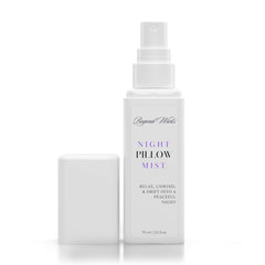 Calming bedroom scene with lavender pillow spray