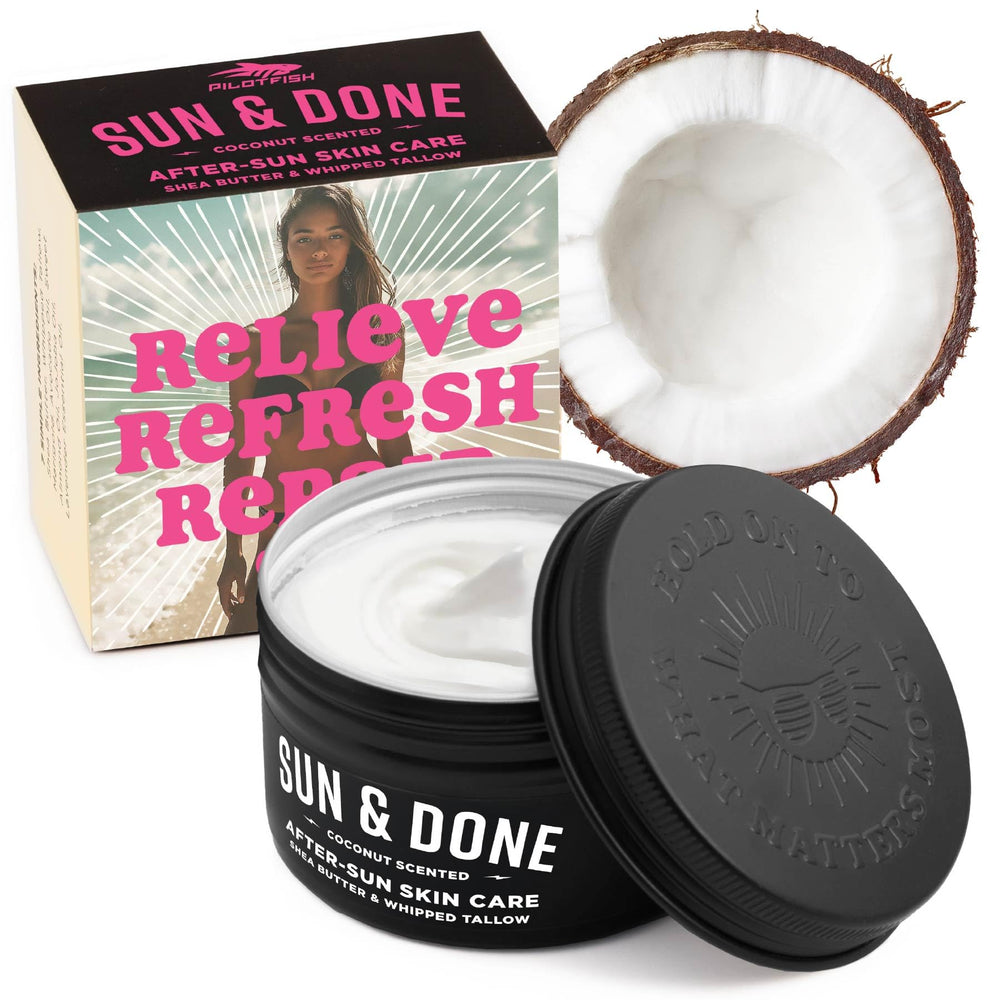 Pilotfish after sun body butter jar for deep hydration after sun exposure