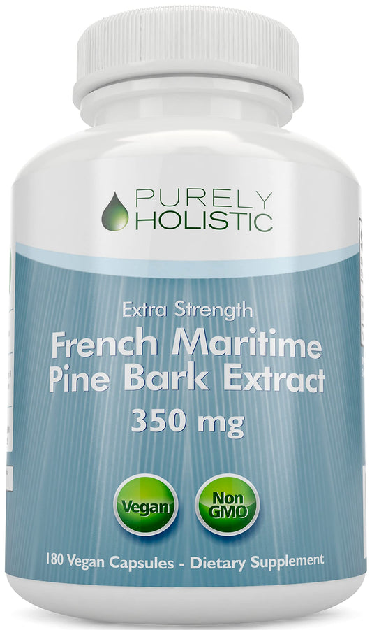 Bottle of Purely Holistic Pine Bark Extract 350mg with 180 vegan capsules