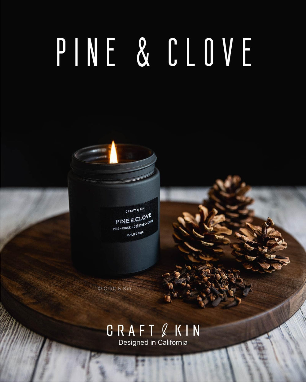 Close-up of Pine & Clove Woodwick candle wick