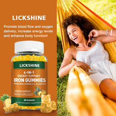 Close-up of pineapple-flavored vegan iron gummies