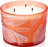 Pineapple Tropical Breeze candle jar with 3-wick orange glass