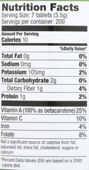 Label on Pines Organic Wheat Grass Tablets bottle