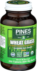 PINES Organic Wheat Grass tablets – back of package