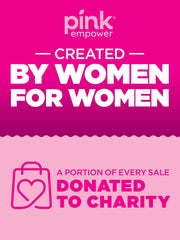 Charity donation message supporting women's causes