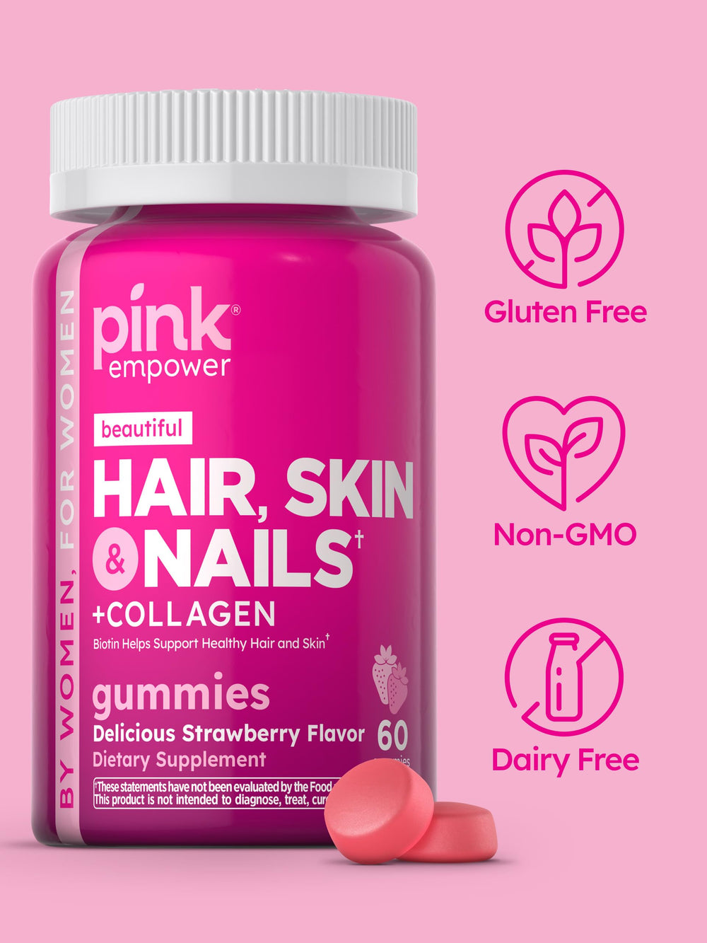Close-up of label showing Biotin + Collagen and Non-GMO