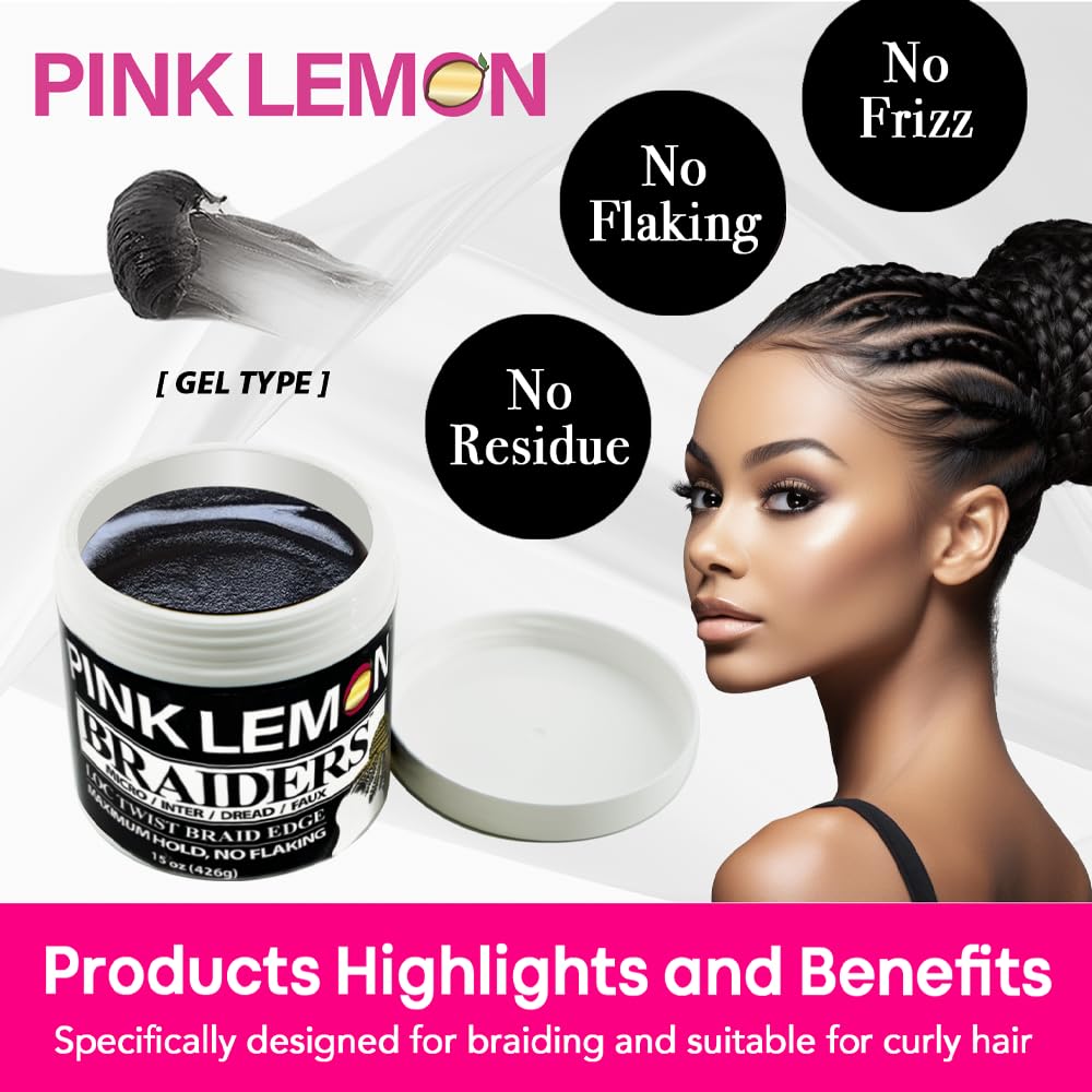 PINK LEMON Braiding Gel edge control delivers tidy edges without residue