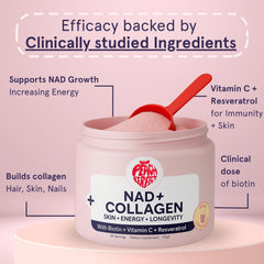 Pink lemonade NAD+ collagen drink mix served in a glass