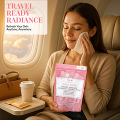 After-use Pink Sky Wild Rose wipes leave skin refreshed and lightly scented