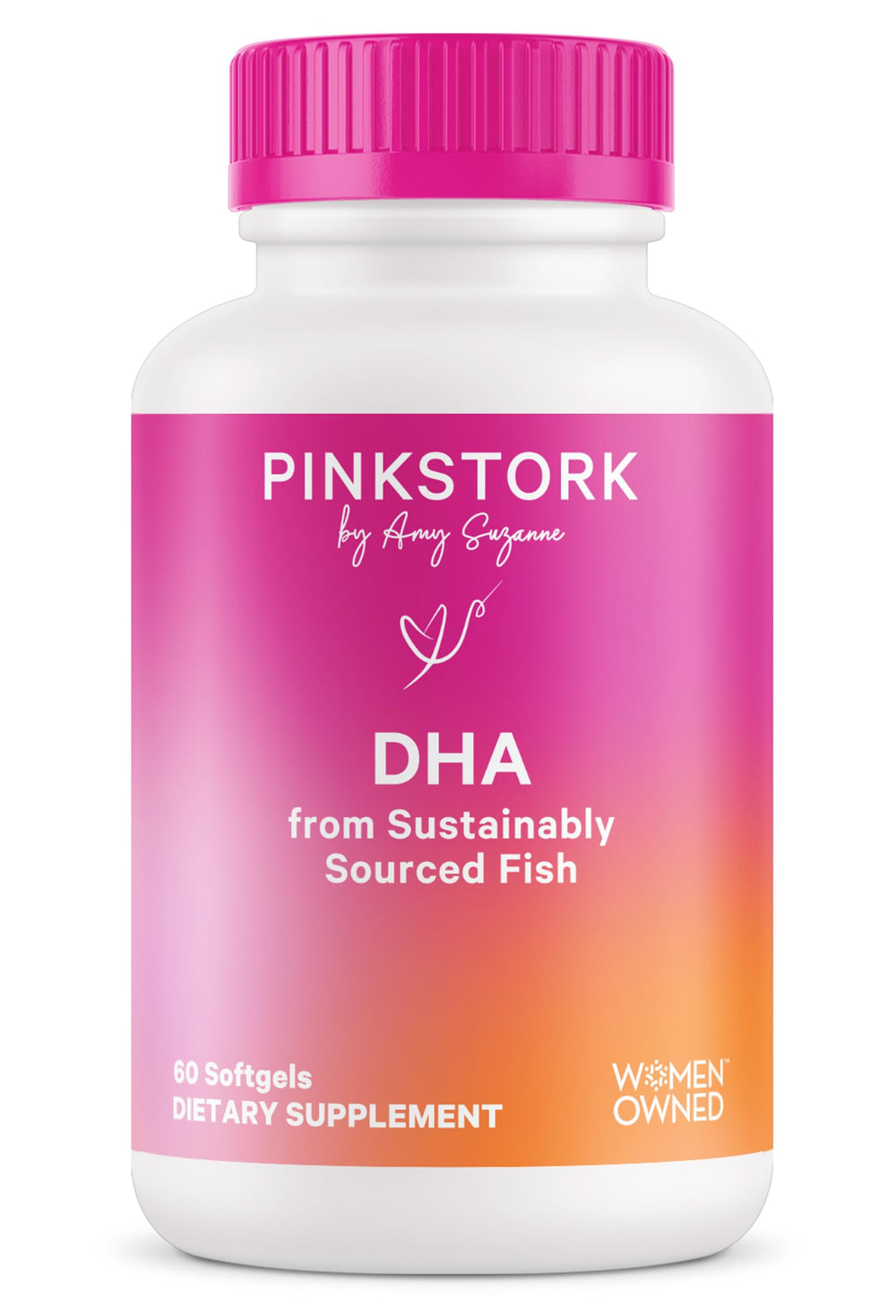 Pink Stork Omega-3 DHA 540 mg bottle with label