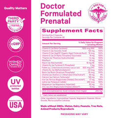 Ingredients list including methylfolate, choline, iron, and zinc
