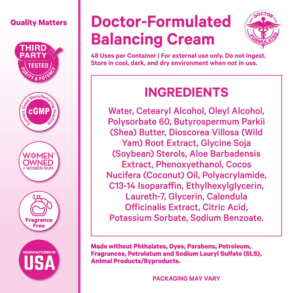 Pink Stork Wild Yam Cream unscented packaging ideal for sensitive skin.