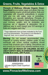Back view of Pinnacle of Wellness Berry Green Superfood Powder canister