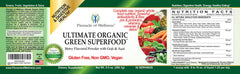 Nutrition facts label for Pinnacle of Wellness Berry Green Superfood Powder