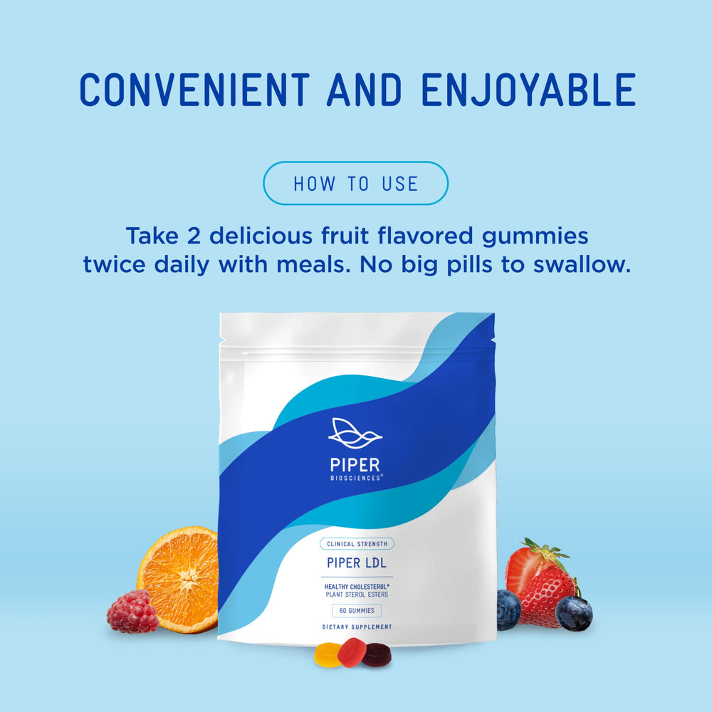 Orange flavor gummies from Piper Biosciences cholesterol health gummies