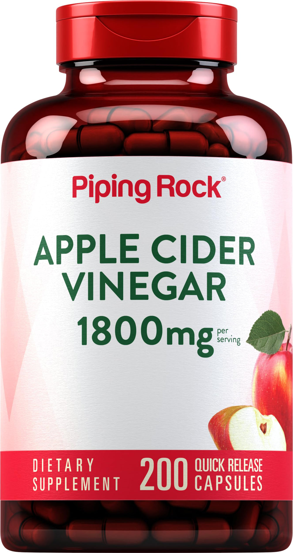 Piping Rock front packaging showing bottle and 200 capsules, convenient supply