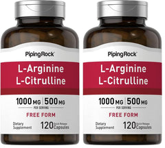 Piping Rock L-Arginine L-Citrulline bottle with label showing 1500 mg