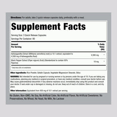 Label showing 4500mg dosage and Black Pepper extract