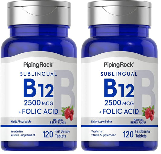 Piping Rock Vitamin B12 Sublingual 2500 mcg Berry Flavor front view