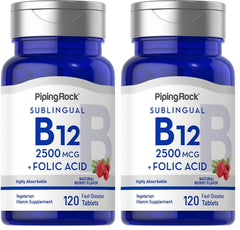 Piping Rock Vitamin B12 Sublingual 2500 mcg Berry Flavor front view