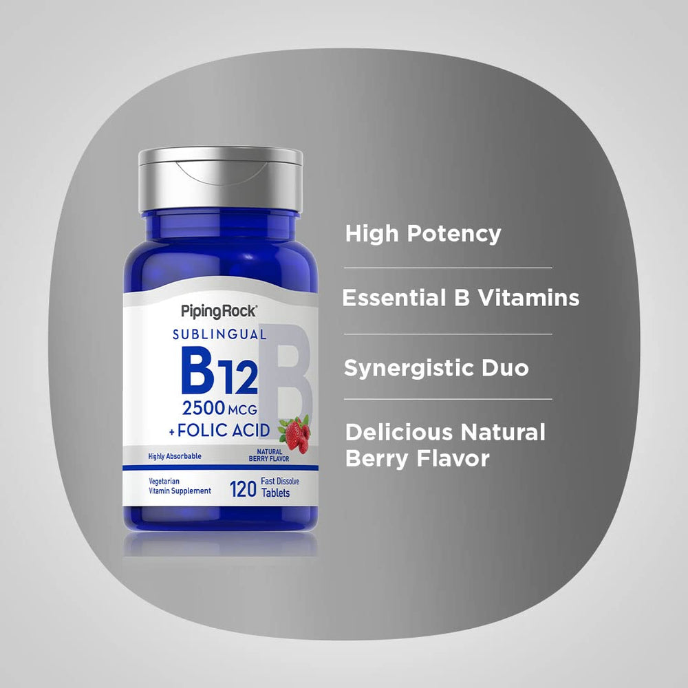 Product label for Piping Rock B12 Sublingual 2500 mcg Berry Flavor