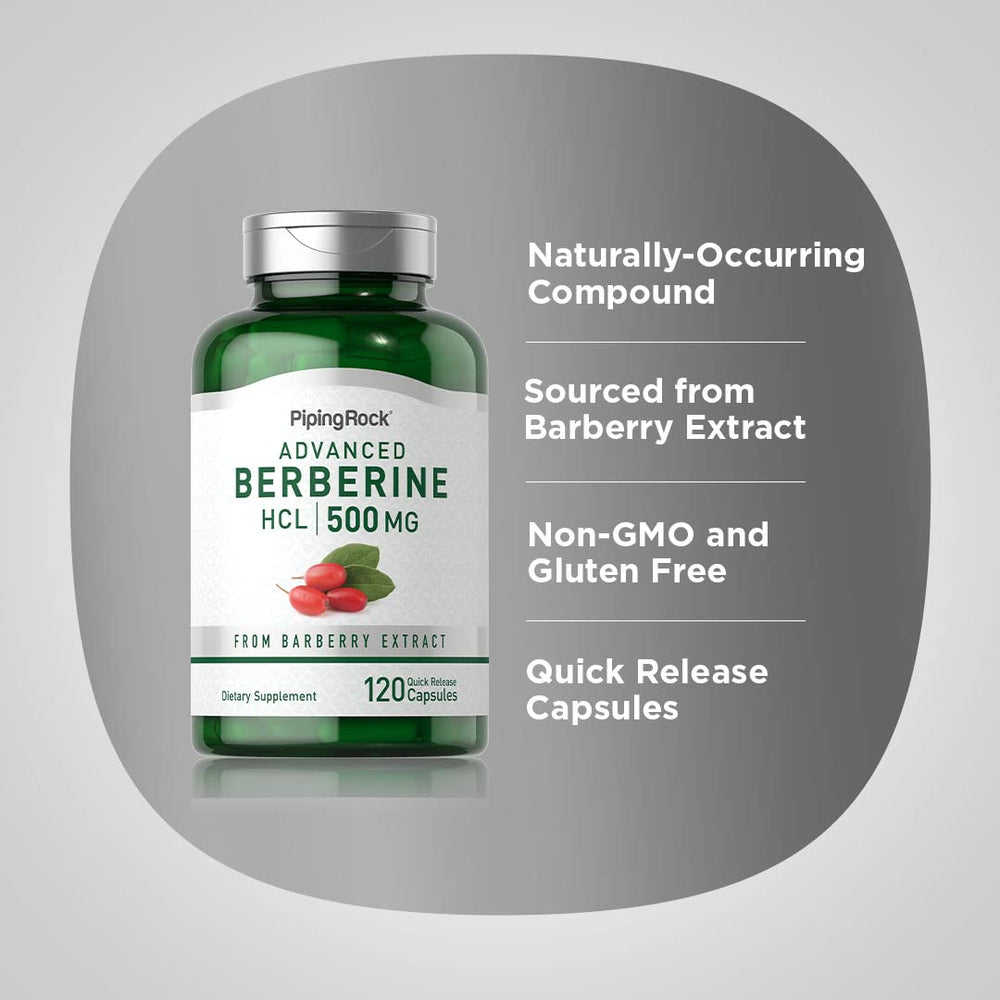 Piping Rock berberine powder texture from barberry derivation, highlights purity benefit