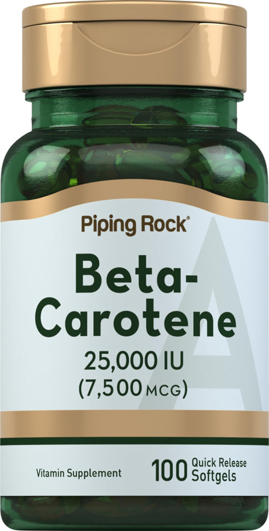 Piping Rock Beta Carotene 25,000 IU softgels bottle