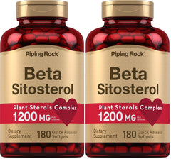 Front of Piping Rock Beta Sitosterol for Men Pack 2 bottle showing 1200 mg per softgel