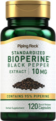 Piping Rock Bioperine front packaging showing bottle and label, clear product identity and benefit