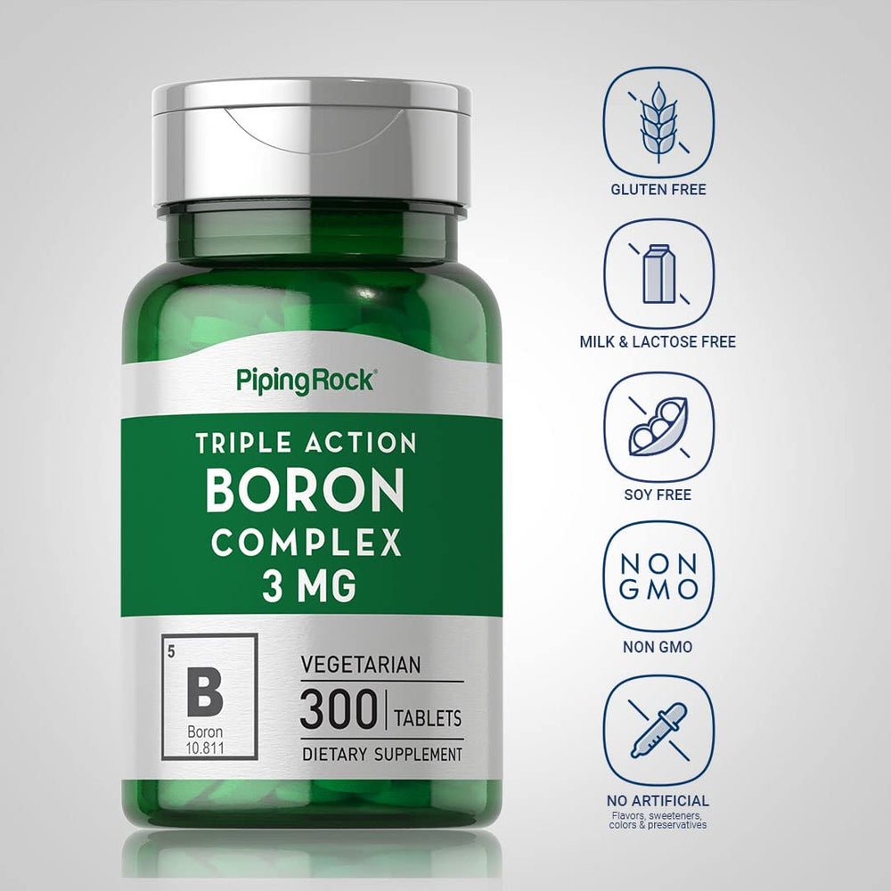 Piping Rock opened bottle revealing many tablets, illustrating long-lasting supply