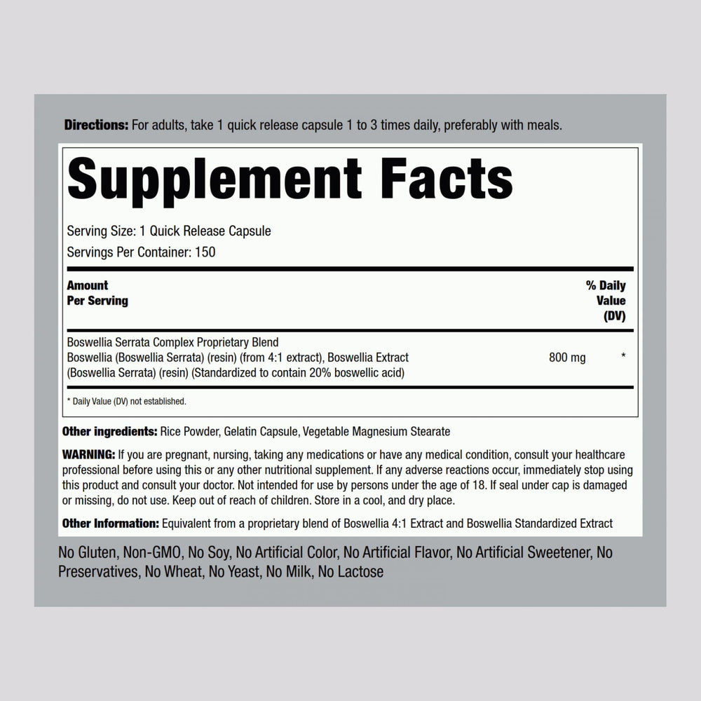 Piping Rock back label close-up showing supplement facts clearly