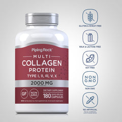 Piping Rock open bottle with capsules spilling out — demonstrates 180-count supply convenience