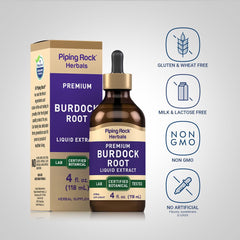 Close-up of Burdock Root Tincture label