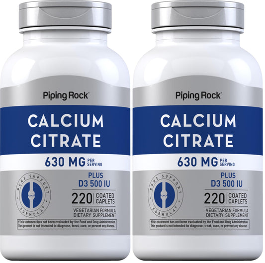Piping Rock Calcium Citrate with Vitamin D3 bottle - front view