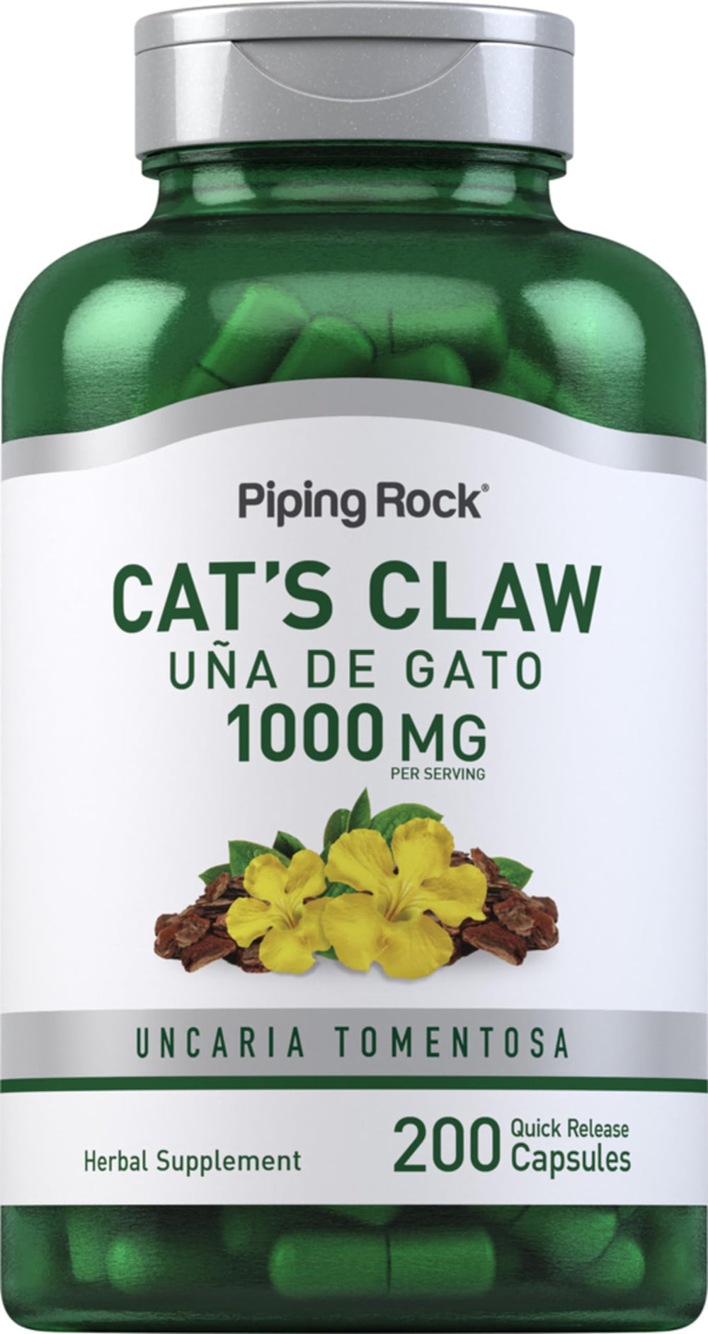 Piping Rock Cat's Claw Capsules bottle front label