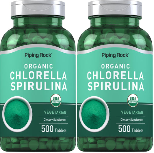 Piping Rock Chlorella Spirulina Organic 500 Tablets hero image